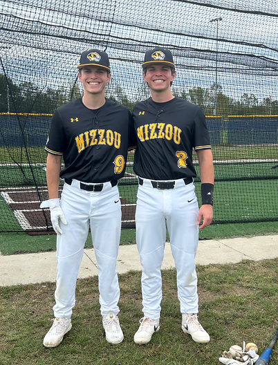 Andrew and Michael together in their Missouri baseball uniforms