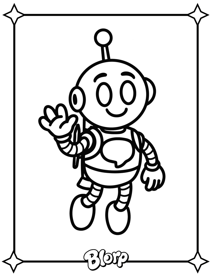 Coloring page of Solace the AI helper
