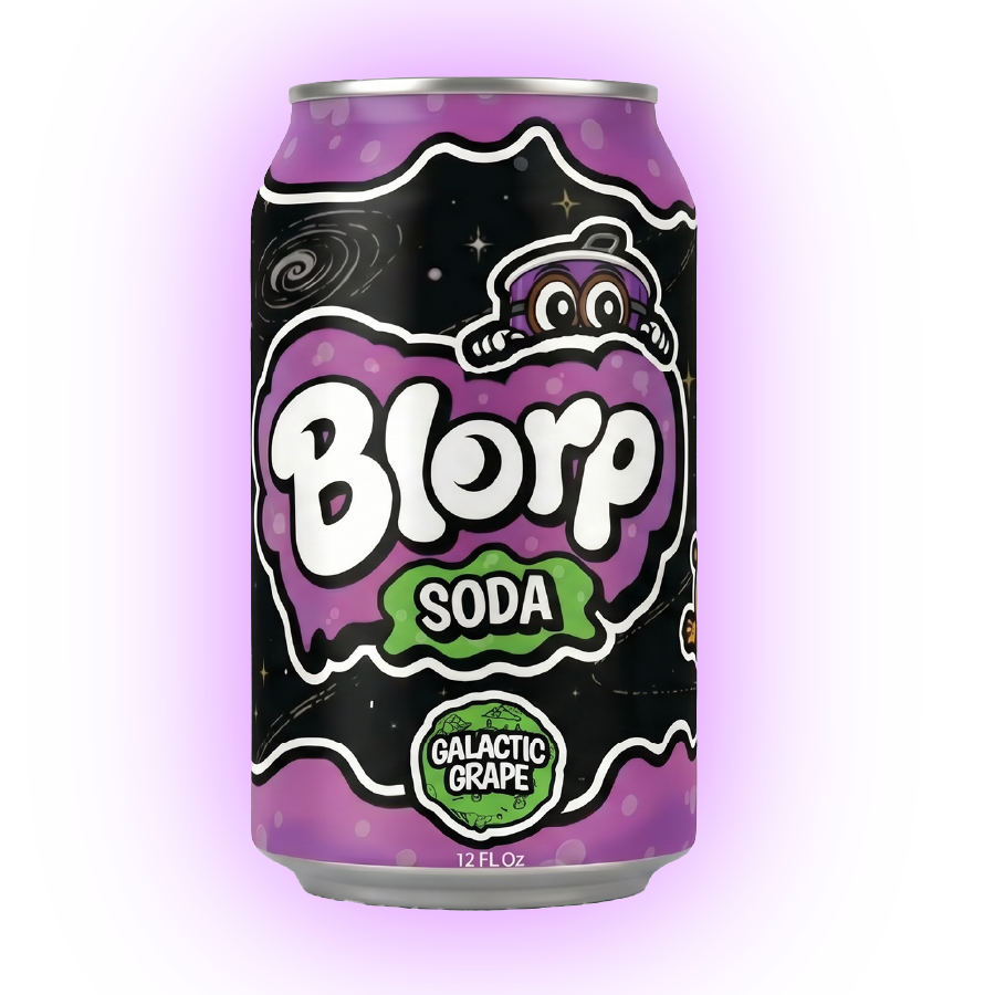 Blorp Galactic Grape soda can