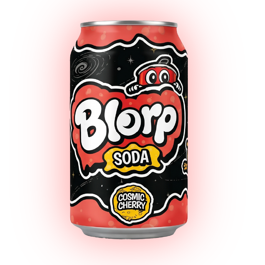 Blorp Cosmic Cherry soda can